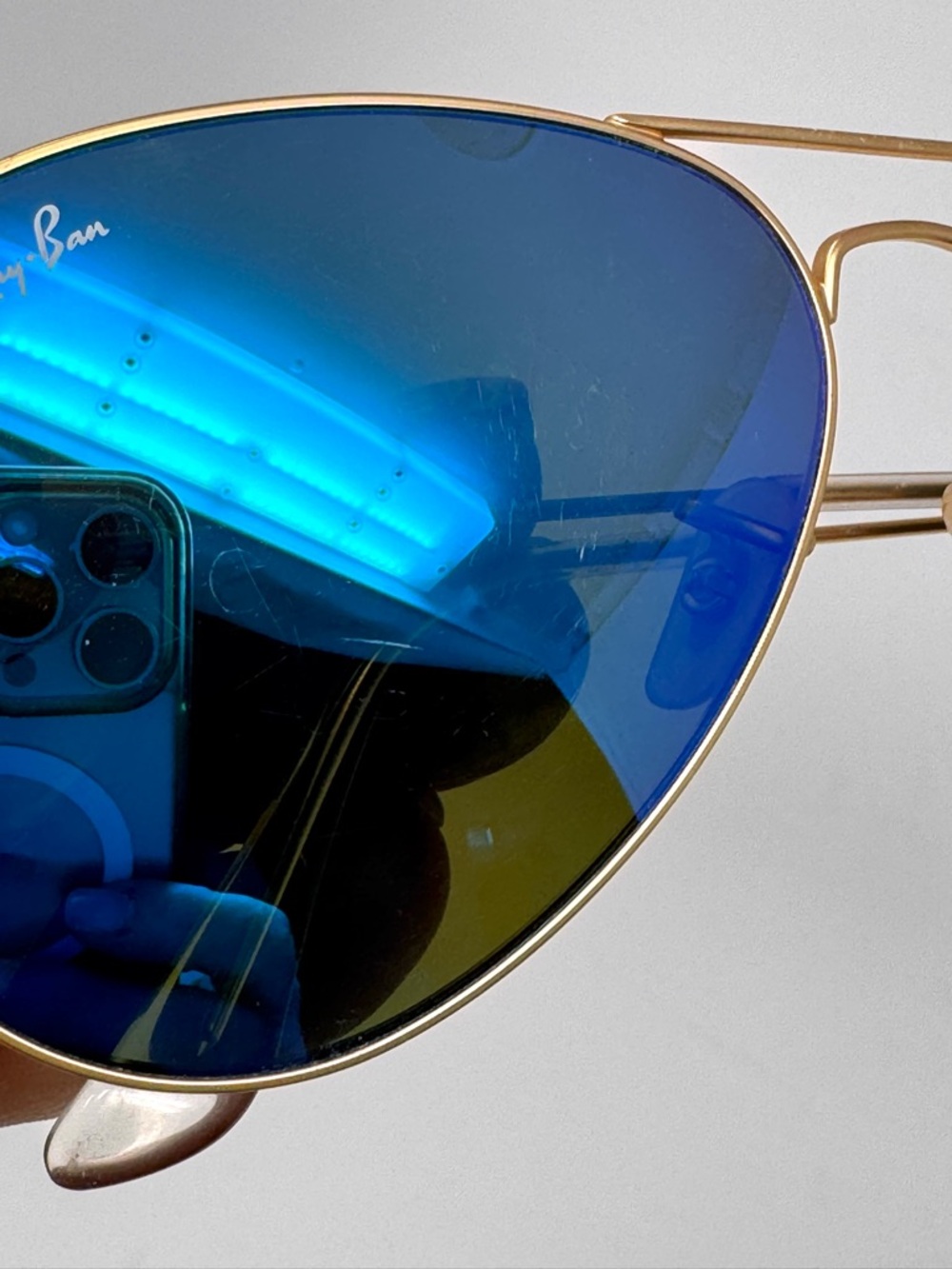 RAY BAN aviator large mirror reflective sunglasses, made in Italy, unisex - Picture 12 of 13